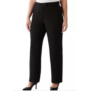 NEW! Rafaella Curvy black straight leg zip front satin twill pants